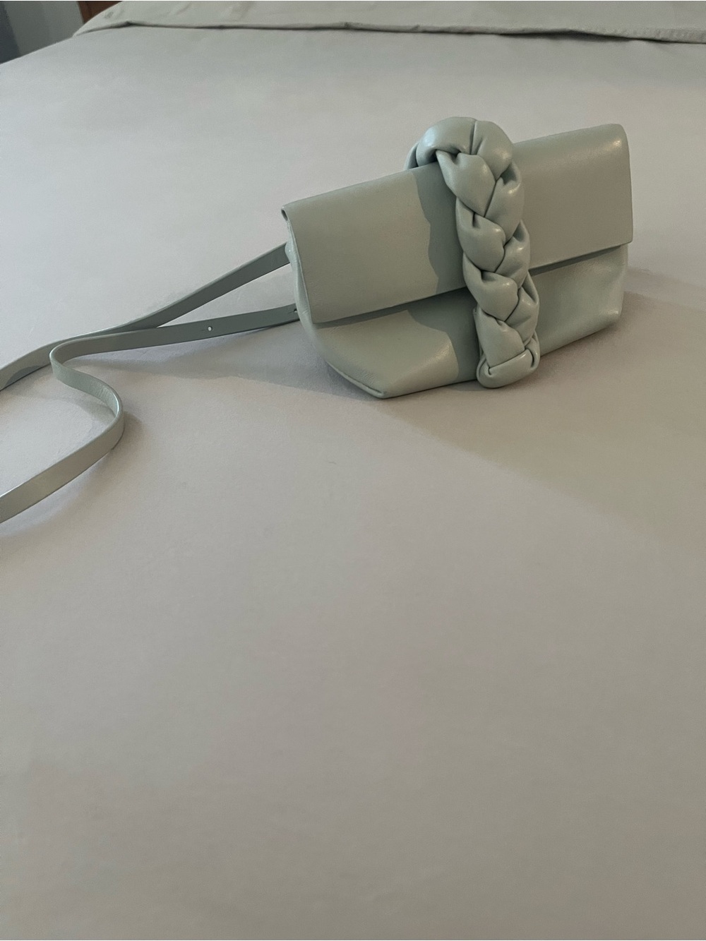 DeMellier Braided-Detail Crossbody Bag in Pale Blue